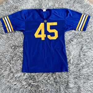 Schwan's Football Jersey #45 Don Alleson Athletic Mens L Blue Gold Stripes Logo